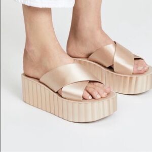 Tory Burch Cream Wedge Sandals